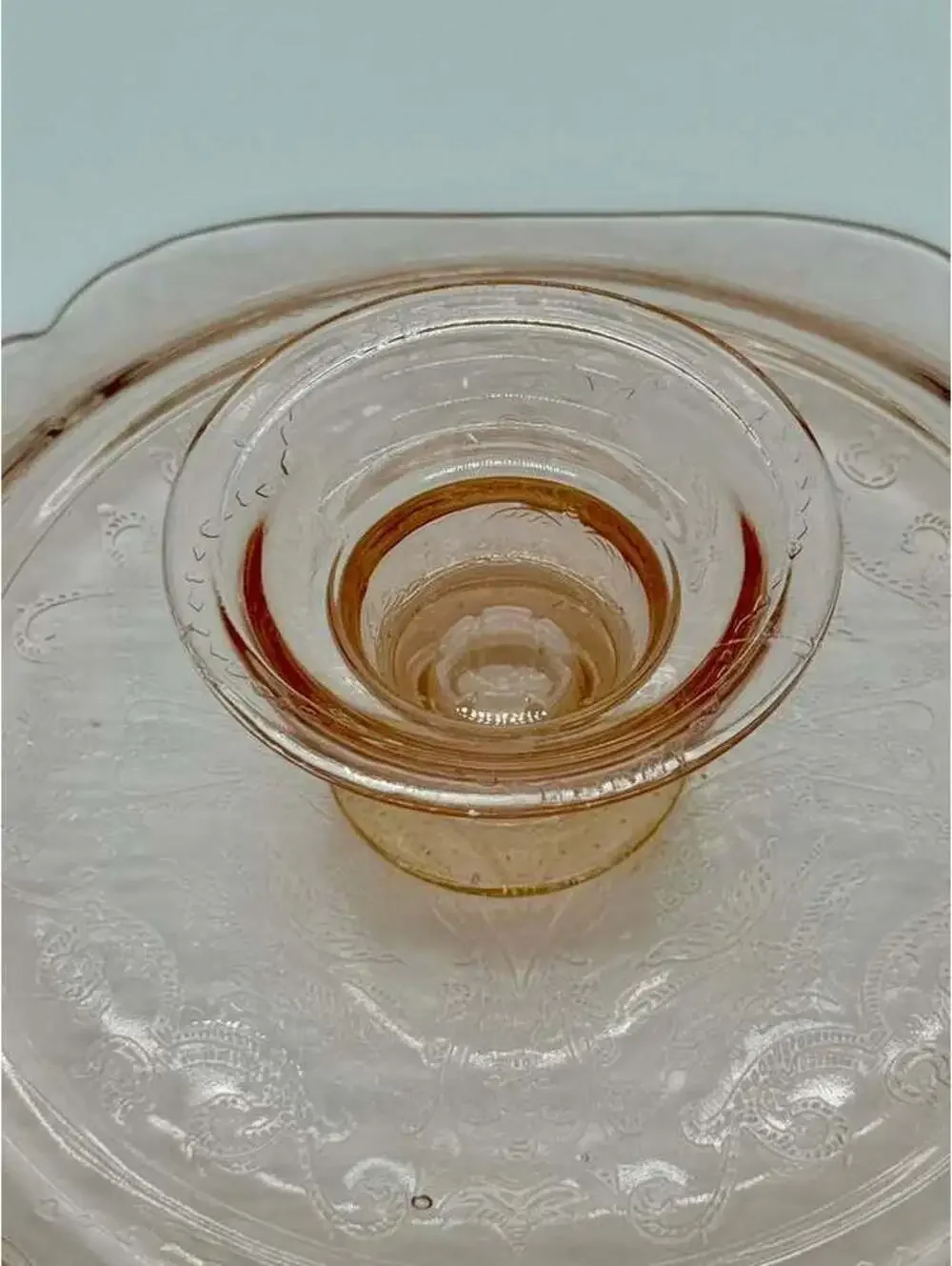 Vintage Indiana Glass Recollection Pink Madrid Footed Cake Plate Cake Stand